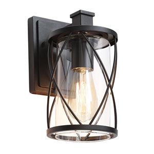 Uolfin 2-Pack 1-Light Textured Black Cage Outdoor Wall Light