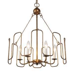 Uolfin 6-Light Antique Gold Farmhouse Drum Cage Chandelier