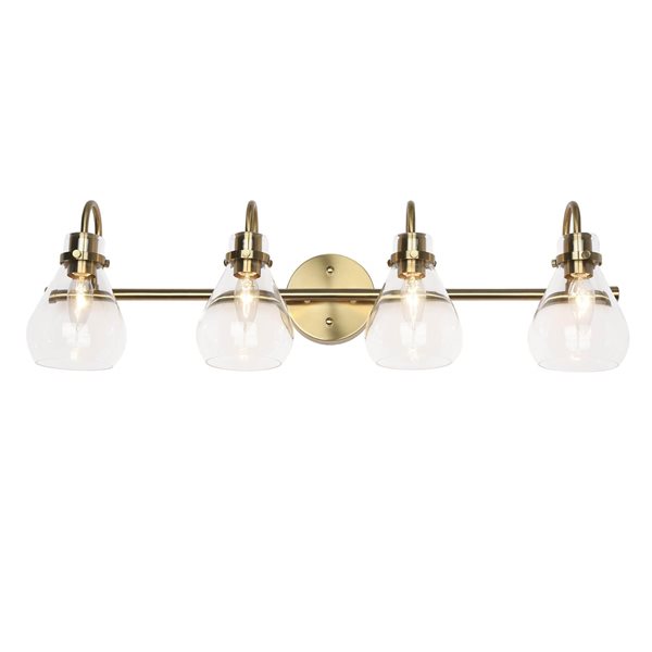 UOLFIN Brielle 4-Light Modern Brass Gold Vanity Light with Clear Glass  Shades L2AO8RYYMQQ77W4 RONA