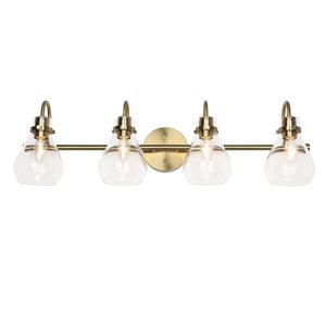Uolfin 4-Light Brass with Clear Glass Vintage Vanity Light