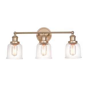 Uolfin 3-Light Matte Gold with Clear Glass Transitional Bell Vanity Light