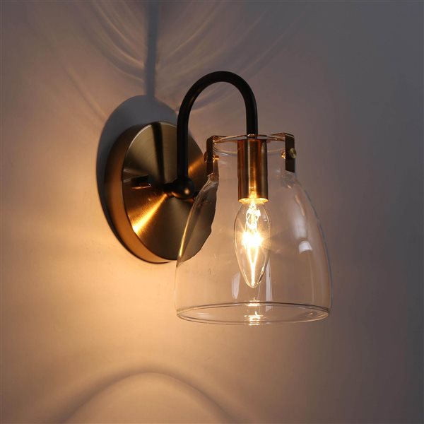 Brielle 1-Light Modern Brass Gold Wall Sconce with Clear Glass Shade