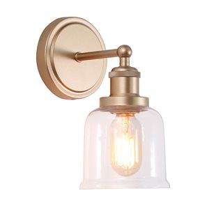Uolfin 4.7-in W 1-Light Matte Gold with Clear Glass Modern/Contemporary Bell Wall Sconce