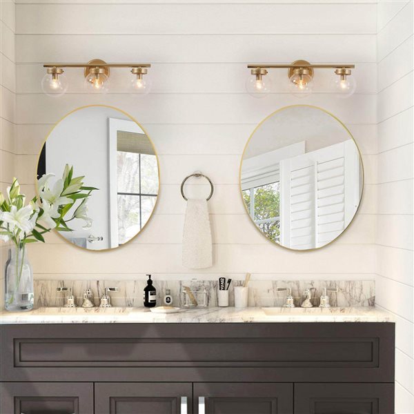 Maeve 3-Light Modern Gold Vanity Light with Clear Glass Shades