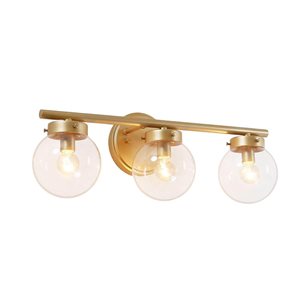 Maeve 3-Light Modern Gold Vanity Light with Clear Glass Shades