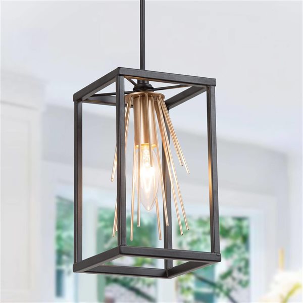 Uolfin Black and Gold Modern/Contemporary Geometric Incandescent Mini Pendant Light