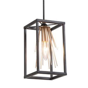 Uolfin Black and Gold Modern/Contemporary Geometric Incandescent Mini Pendant Light