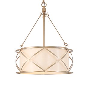 Uolfin 3-Light Champagne Gold Traditional Drum Cage Chandelier