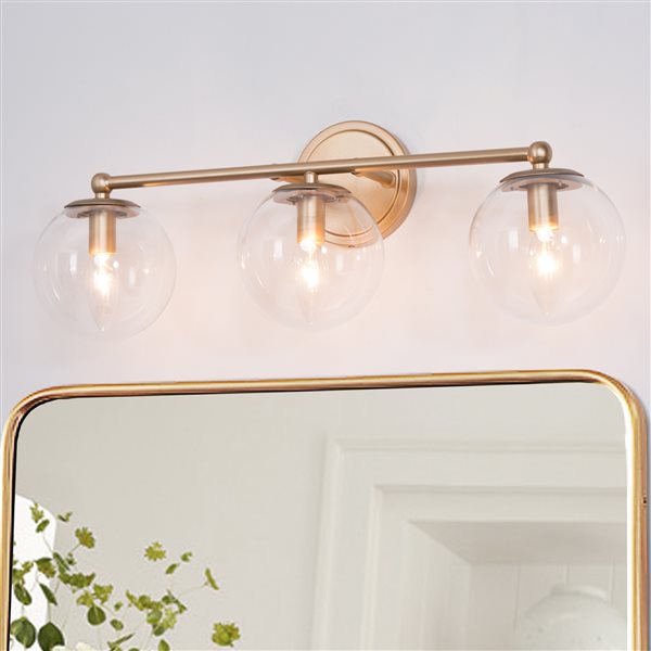 UOLFIN Alaia 3Light Sunset Gold Globe Vanity Light with Clear Glass
