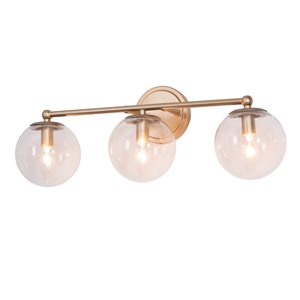 Uolfin 3-Light Matte Gold with Clear Glass Modern/Contemporary Globe Vanity Light