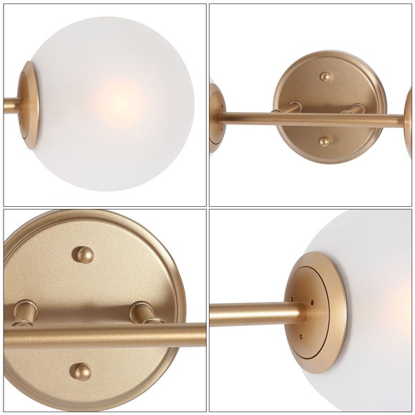 Octavia 2-Light Sunset Gold Globe Vanity Light with Frosted Glass Shades