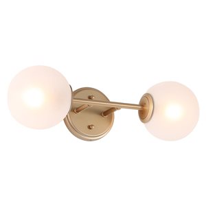 Uolfin 2-Light Matte Gold with Opal Frosted Glass Modern/Contemporary Globe Vanity Light