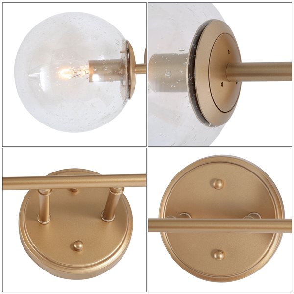UOLFIN Octavia 2Light Sunset Gold Globe Vanity Light with Clear Seeded