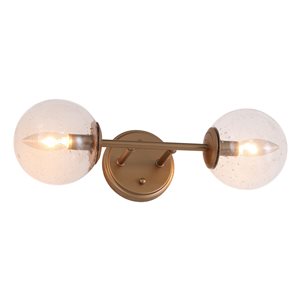 Uolfin 2-Light Gold with Clear Glass Modern/Contemporary Globe Vanity Light