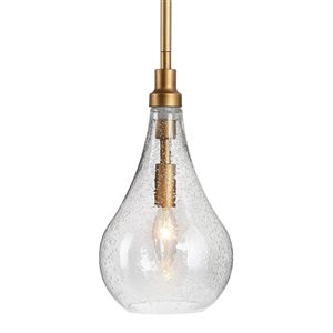 Uolfin 1-Light 6-in Antique Gold Modern/Contemporary Seeded Glass Mini Pendant Light