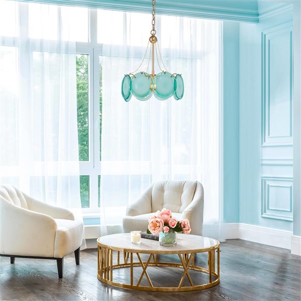 Uolfin 3-Light Gold/Ocean Blue Modern/Contemporary Chandelier