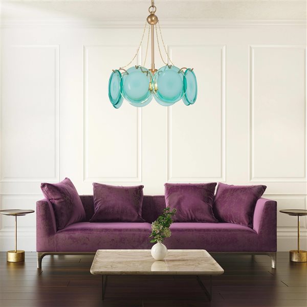 Uolfin 3-Light Gold/Ocean Blue Modern/Contemporary Chandelier