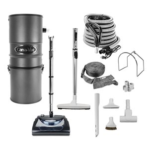 Canavac Metallic Charcoal Residential Bagless Central Vacuum Electric Package