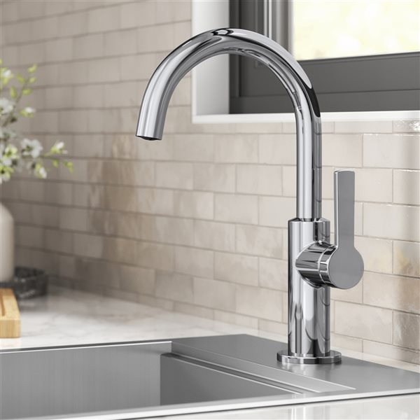 Kraus Oletto Chrome 1-handle Deck Mount Bar and Prep Residential Kitchen Faucet