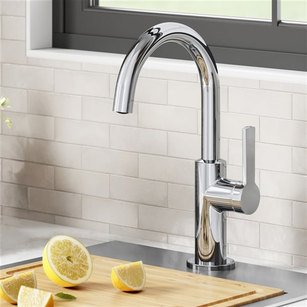 Kraus Oletto Chrome 1-handle Deck Mount Bar and Prep Residential Kitchen Faucet