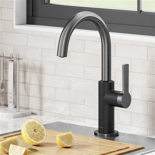 Kraus Oletto Matte Black/Spot Free Black Stainless Steel 1-handle Deck Mount Bar and Prep Residential Kitchen Faucet