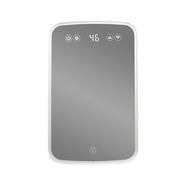mini fridge with mirror and lights