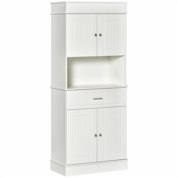 HomCom White/Wood Grain Composite Kitchen Pantry Storage