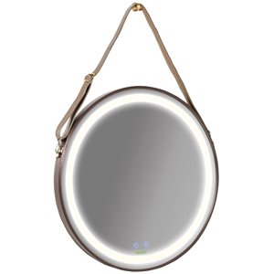 HomCom Kleankin 23.5-in Lighted LED Fog Free Rose Gold Round Bathroom Mirror