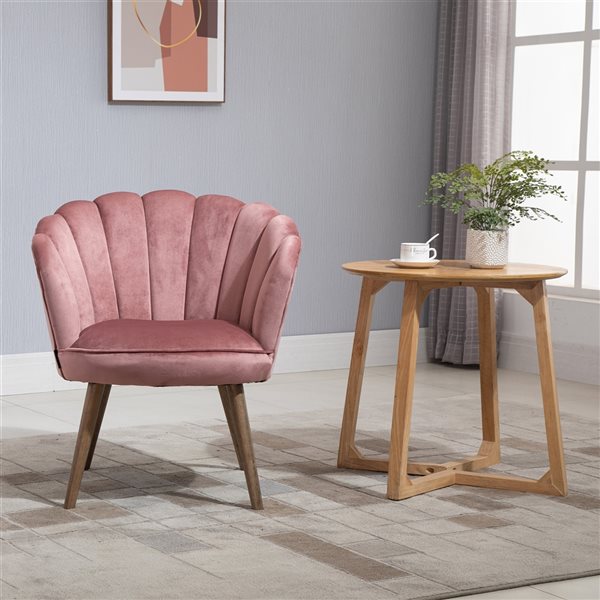 HomCom Modern Pink Polyester Blend Accent Chair