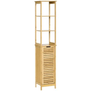 HomCom Kleankin 13.5-in W x 68-in H x 11.75-in D Natural Bamboo Freestanding Linen Cabinet