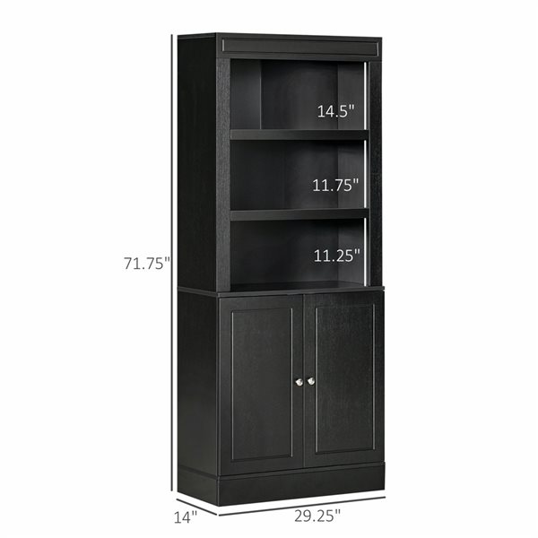 HomCom 72-in Black/Wood Grain Composite Kitchen Pantry Storage