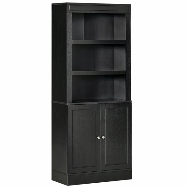 HomCom 72-in Black/Wood Grain Composite Kitchen Pantry Storage