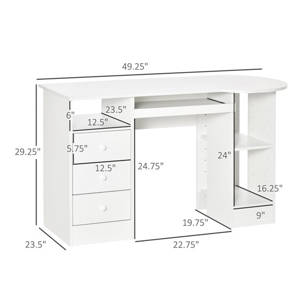 HOMCOM 49.25-in White Modern/Contemporary Computer Desk
