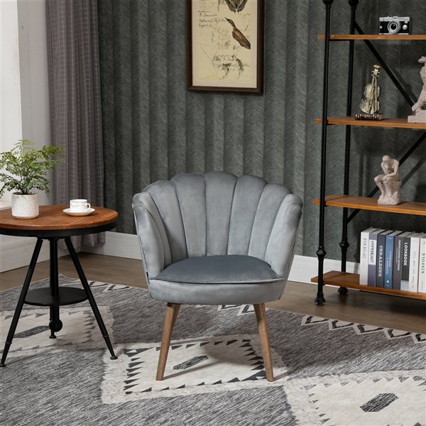 HomCom Modern Dark Grey Polyester Blend Accent Chair