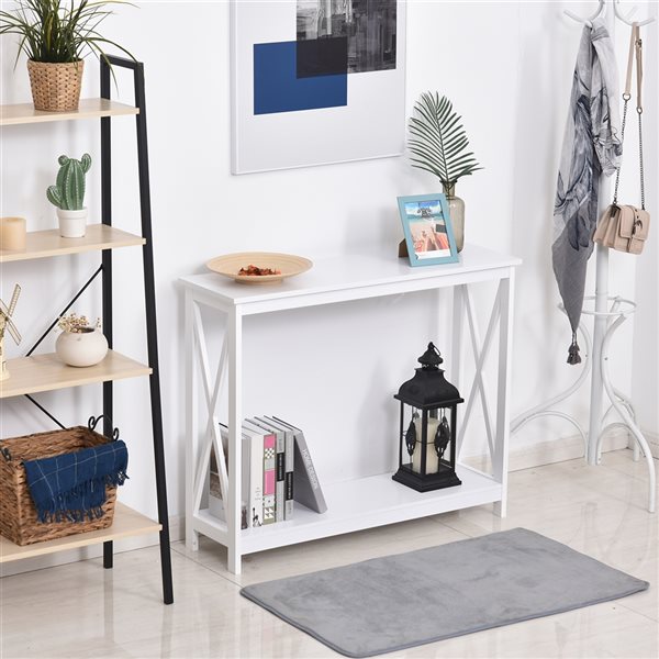 HomCom White MDF Modern Console Table