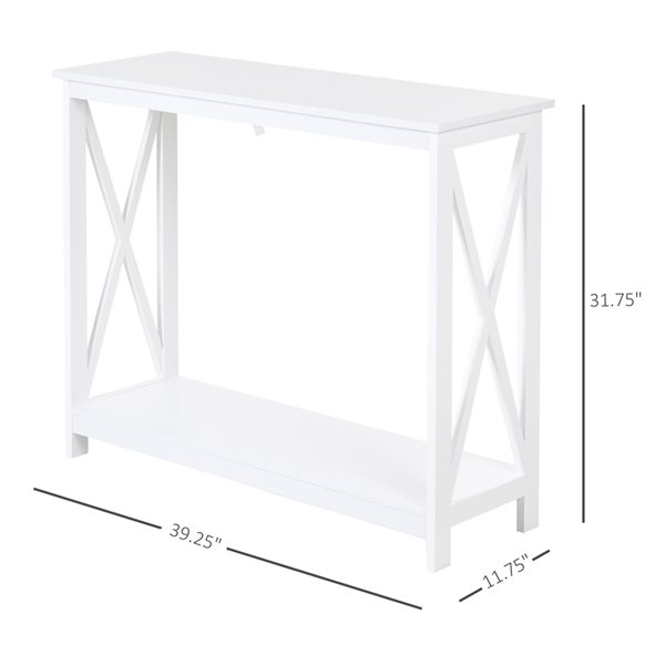 HomCom White MDF Modern Console Table