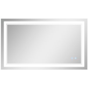 HomCom Kleankin 39.25-in Lighted LED Fog Free Silver Rectangular Bathroom Mirror