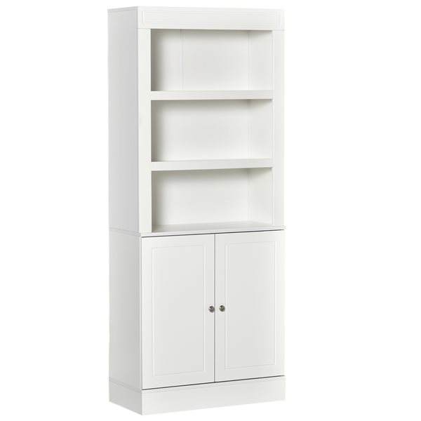 HomCom 72-in White/Wood Grain Composite Kitchen Pantry Storage