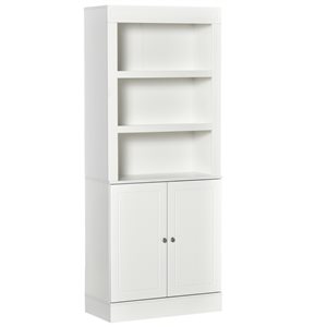 HomCom 72-in White/Wood Grain Composite Kitchen Pantry Storage