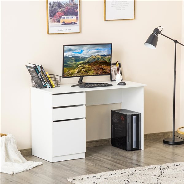 HomCom 47.25-in White Modern/Contemporary Computer Desk