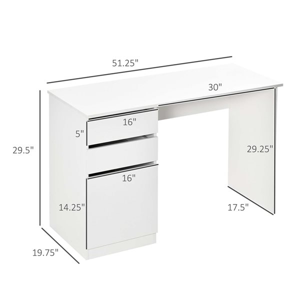 HomCom 47.25-in White Modern/Contemporary Computer Desk