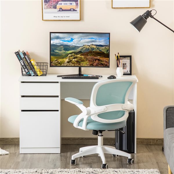 HomCom 47.25-in White Modern/Contemporary Computer Desk