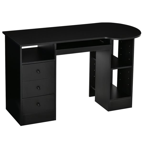 Bureau d'ordinateur moderne et contemporain noir par HomCom de 49,25 po