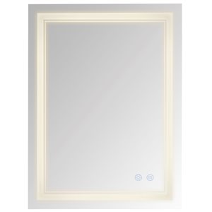 HomCom Kleankin 23.5-in Lighted LED Fog Free Silver Rectangular Bathroom Mirror