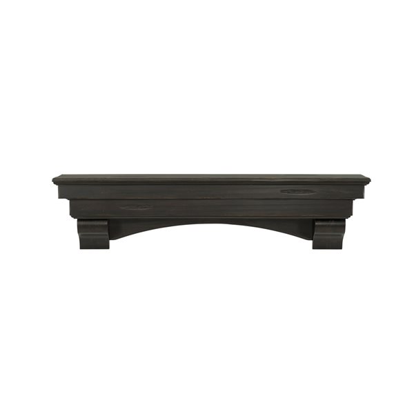 Pearl Mantels 48-in W x 12-in H x 9.5-in D Dark Roast Distressed Pine Wood Mantel Shelf