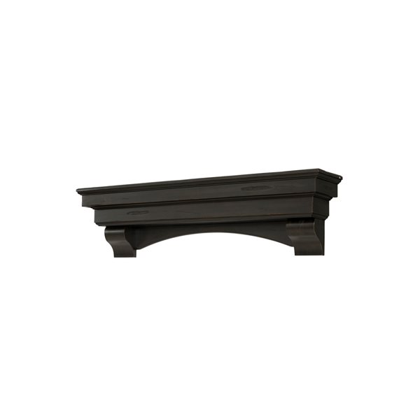 Pearl Mantels 48-in W x 12-in H x 9.5-in D Dark Roast Distressed Pine Wood Mantel Shelf