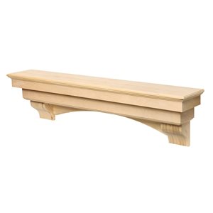 Pearl Mantels 72-in W x 15-in H x 10-in D Unfinished Pine Wood Mantel Shelf