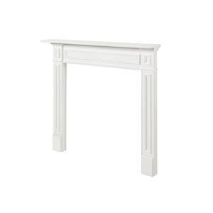 Pearl Mantels 64-in W x 52.36-in H x 7.87-in D Crisp White Pine Wood Mantel Shelf