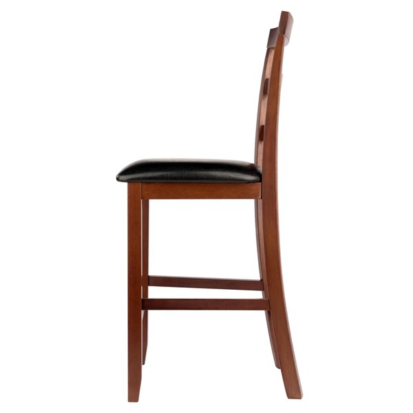 Tabouret rembourré noyer/noir Simone à hauteur de comptoir (22 po à 26 o) par Winsome Wood, paquet de 2