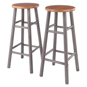 Tabouret de bar en Tek gris Huxton 27 po à 35 po par Winsome Wood, paquet de 2